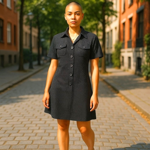 Emma JAMES Vintage Style Rockabilly PINUP Dress Fitted Polkadot DRESS Size 12 P - Picture 4 of 6